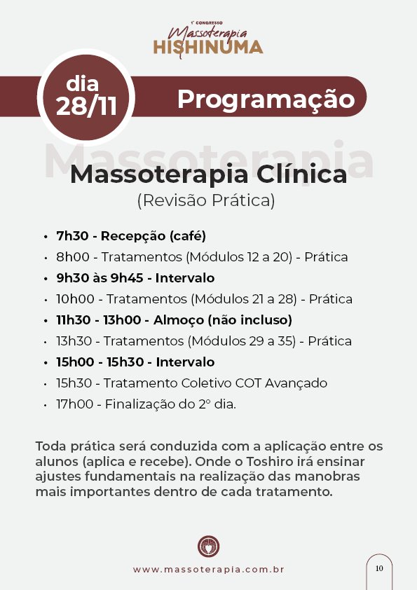 Guia do Aluno - 1° Congresso Massoterapia Hishinuma10