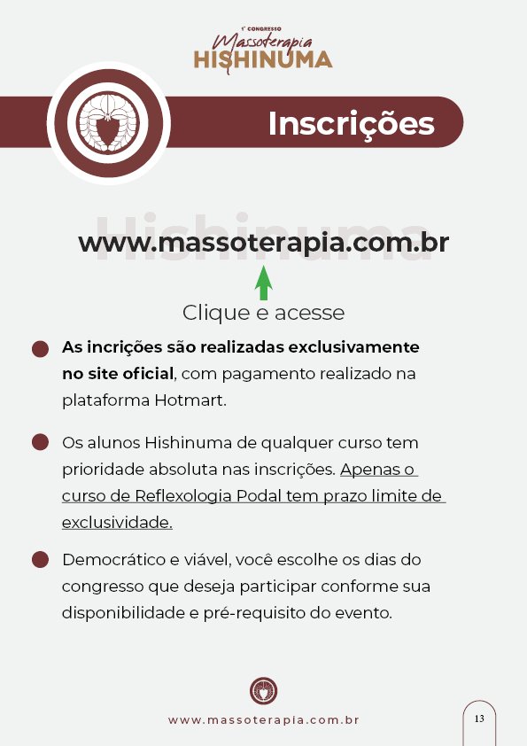 Guia do Aluno - 1° Congresso Massoterapia Hishinuma13