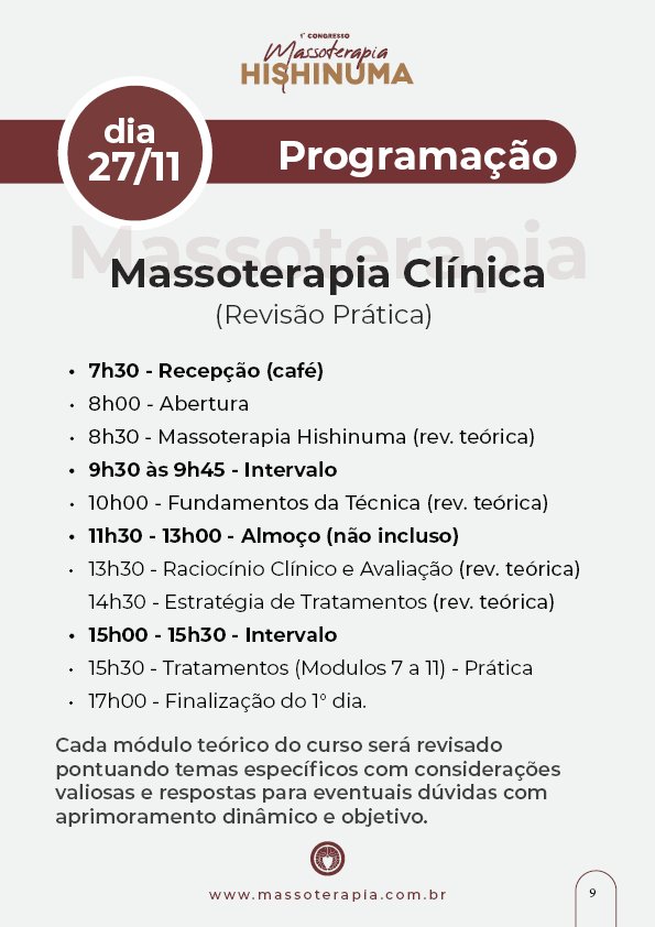Guia do Aluno - 1° Congresso Massoterapia Hishinuma9